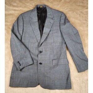 Brooks Brothers Men's Gray Plaid Wool Blend Single-Breasted Suit Jacket 42R